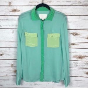 J.Crew Color-Block Silk Shirt